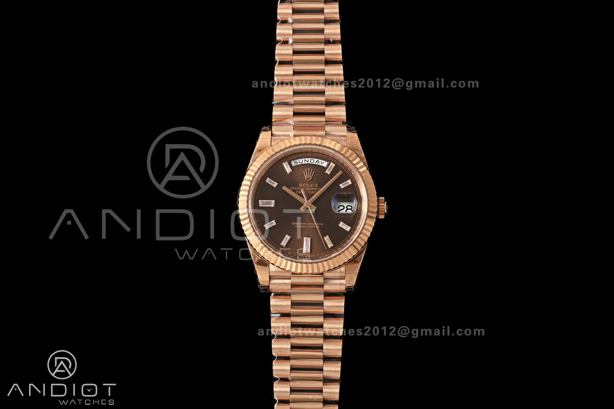 DayDate 40mm 228235 VSF Gain Weight V2 1:1 Best Edition Brown Dial T Diamond Marker on President Bracelet VS3255